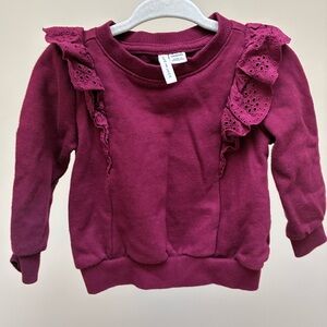 Janie and Jack Maroon Ruffle Sweatshirt